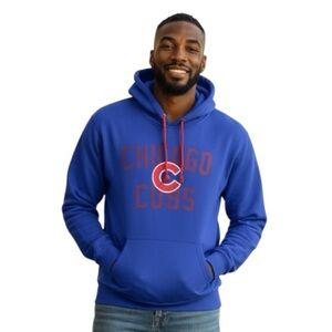 47 Men’s Vintage Authentic Chicago Cubs Hoodie 80s Blue and Red Size L cubbies